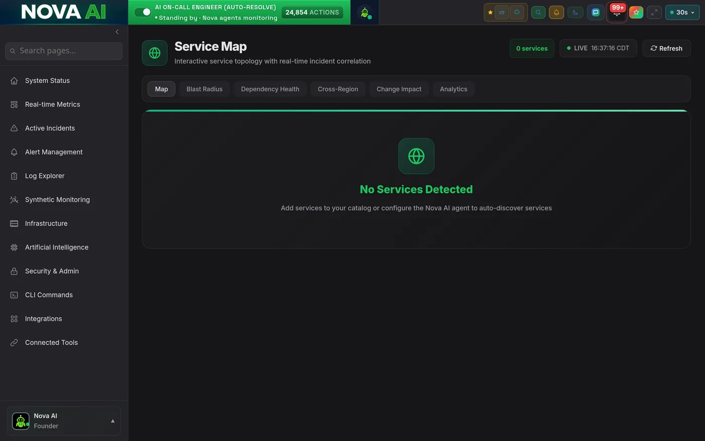 Nova service dependency map, shown in the Nova Carbon theme